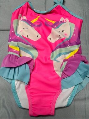 wonder nation Pink Unicorn Ruffle One-Piece Swimsuit